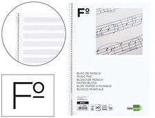 Bloc musica liderpapel pentagrama 3MM folio 20 hojas 100G/M2