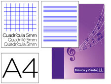 Bloc musica y canto oxford pentagrama interlineado 2 mm + cuadricula 5 mm din a4
