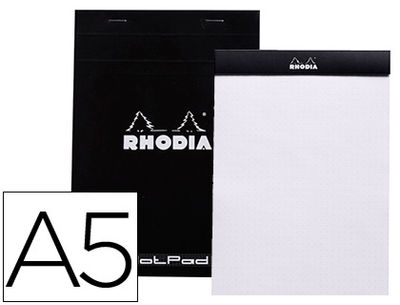Bloc nota rhodia black dot pad din a5 80 hojas 80 g/m2 liso con puntos negros 5