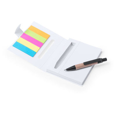 Bloc Notas adhesivas con tapa troquelada y bolígrafo incluido