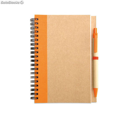 Bloc-notes recyclé et stylo orange MIIT3775-10