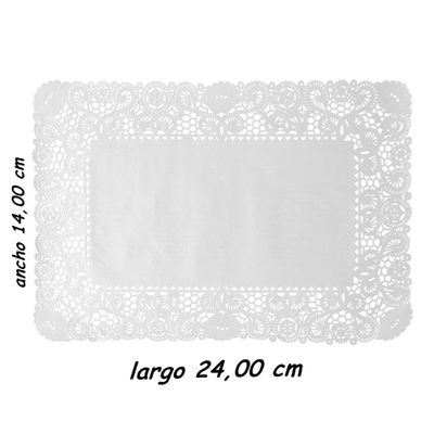 Blonda rectangular color blanco 14 x 24 cm, caja 2000 unidades