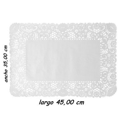 Blonda rectangular color blanco 35 x 45 cm, caja 1000 unidades