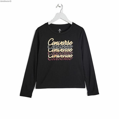 Bluza bez Kaptura dla Dziewczynki Converse Shine Graphic Boxy Czarny