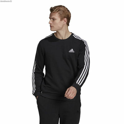 Bluza bez kaptura Męska Adidas Essentials 3 Stripes French Terry Czarny