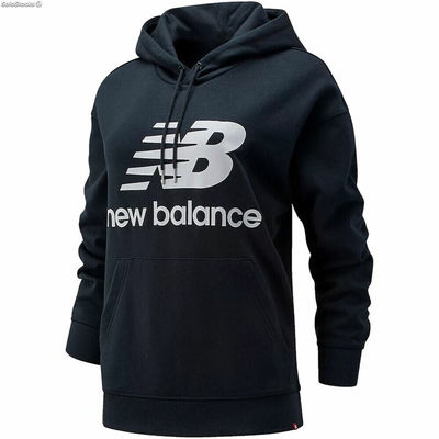 Bluza z kapturem Damska New Balance Essentials Stacked Logo Czarny