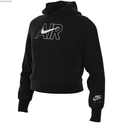 Bluza z Kapturem dla Dziewczynki air ft crop hoodie Nike DM8372 010 Czarny