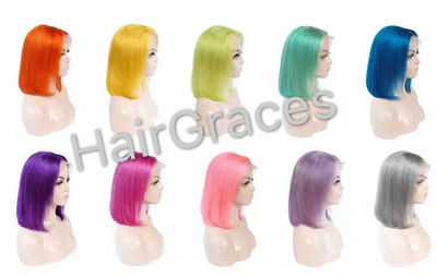 Bobo perruque Front Lace wig human hair wig colorfull wig naturel - Photo 4