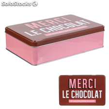 Boîte de conservation - ma boîte à chocolat - marron et rose
