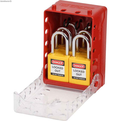 Boîte de consignation de groupe ultra-compacte + 6 cadenas jaunes à clés