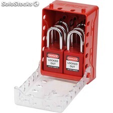 Boîte de consignation de groupe ultra-compacte + 6 cadenas rouges à clés