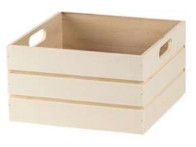 Boîte en bois carrée moyenne avec poignée