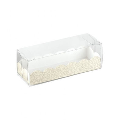 Boîte pâtisserie+base bristol 19x5x5 cm transparent plastique