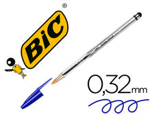Boligrafo bic cristal stylus con puntero para pantallas tinta aceite punta 1 mm