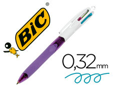 Boligrafo bic cuatro colores con grip colores pastel punta 1 mm