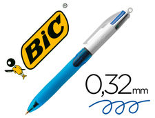 Boligrafo bic cuatro colores con grip de caucho ergonomico punta media 1 mm