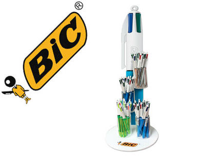 Boligrafo bic cuatro colores expositor de 48 unidades surtidas promo regalo 100