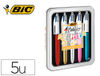 Boligrafo bic cuatro colores shine box caja metalica 5 unidades surtidas