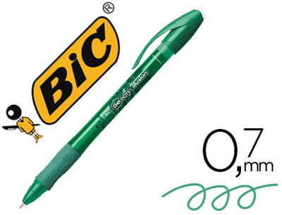 Boligrafo bic gelocity illusion borrable verde punta de 0.7 mm