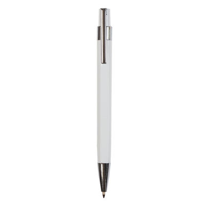 Bolígrafo bicolor con detalles plateados y carga jumbo y funda polipiel