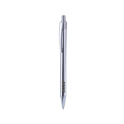 Bolígrafo cromado de cuerpo en aluminio y original detalle para agarre