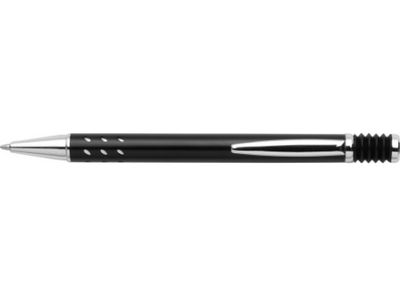 Bolígrafo de aluminio con clip metálico y pulsador con muelle. Tinta negra.