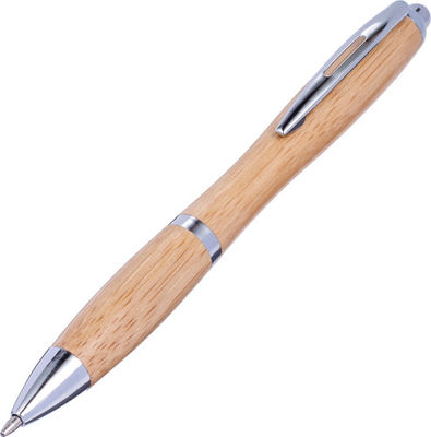 Bolígrafo de bambú con detalles plateados