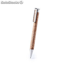 Bolígrafo de corcho natural con detalles cromados y clip troquelado