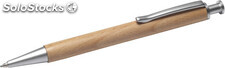 Bolígrafo de madera con pulsador y detalles en metal