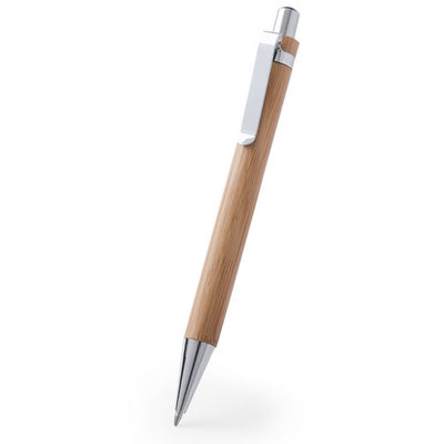 Bolígrafo de madera en bambú natural con mecanismo pulsador