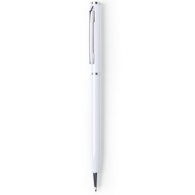 Bolígrafo elegante en aluminio de color y accesorios plateados
