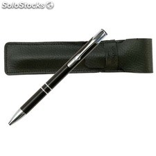 Bolígrafo elegante en sobrio negro con accesorios plateados