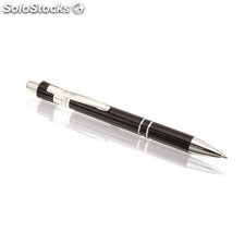 Bolígrafo elegante pulsador en negro y acabados plateados brillante