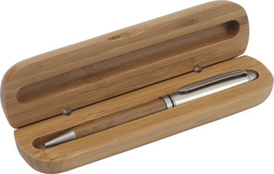 Bolígrafo en bambú y metal con estuche a juego - Foto 2