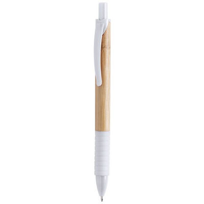 Bolígrafo en madera de bambú y detalles en vivos colores