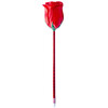 Bolígrafo flor con cuerpo transparente y una rosa o un girasol en un extremo