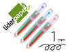 Boligrafo liderpapel 10 en 1 cuerpo transparente 10 colores 1 mm retractil