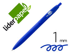 Boligrafo liderpapel gummy touch retractil 1.0 mm tinta azul