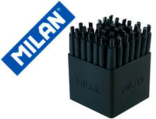 Boligrafo milan P1 retractil 1 mm touch mini negro expositor de 40 unidades