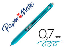 Boligrafo paper mate inkjoy retractil gel pen trazo 0.7 mm verde azulado