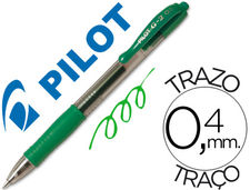 Boligrafo pilot g-2 verde tinta gel retractil sujecion de caucho