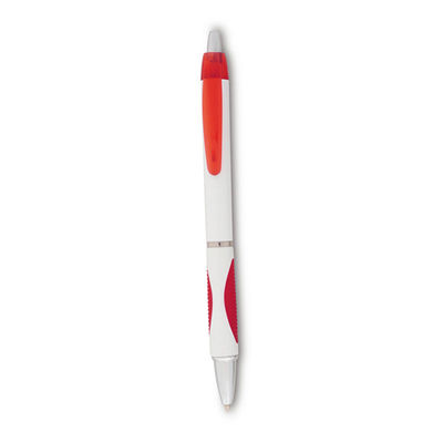 Bolígrafo pulsador bicolor con accesorios traslúcidos