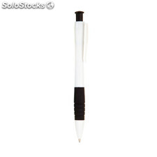 Bolígrafo pulsador bicolor en blanco con detalles en color