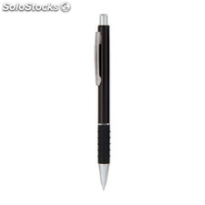 Bolígrafo pulsador de aluminio en color con detalles plateados y agarre negro