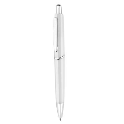 Bolígrafo pulsador elegante en color con detalles plateados