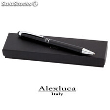 Bolígrafo Puntero en negro y accesorios plateado con estuche individual