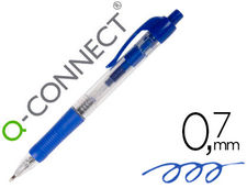 Boligrafo q-connect azul retractil -con sujecion de caucho