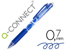 Boligrafo q-connect retractil borrable 0.7 mm color azul