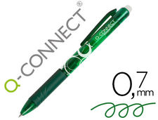 Boligrafo q-connect retractil borrable 0.7 mm color verde