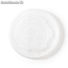 Bols à soupe / glace compostables Vegware 500 und. Couvercles plats compostables